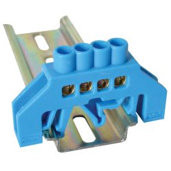   Szigetelt földelősín (N/PE), kék 230/400VAC, 63A, 6×9mm, 4P, IP20