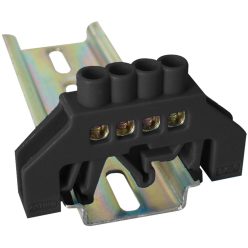   Szigetelt földelősín (N/PE), fekete 230/400VAC, 63A, 6×9mm, 4P, IP20