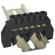 Szigetelt földelősín (N/PE), fekete 230/400VAC, 63A, 6×9mm, 6P, IP20