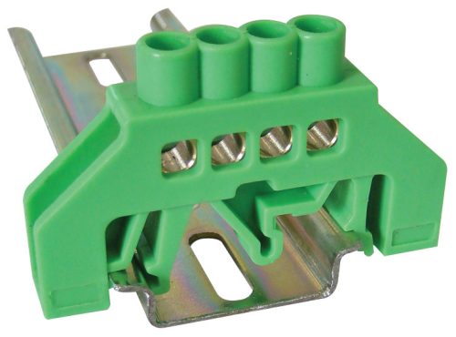 Szigetelt földelősín (N/PE), zöld 230/400VAC, 63A, 6×9mm, 4P, IP20
