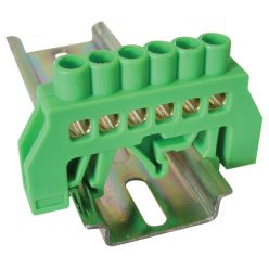   Szigetelt földelősín (N/PE), zöld 230/400VAC, 63A, 6×9mm, 6P, IP20