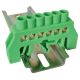 Szigetelt földelősín (N/PE), zöld 230/400VAC, 63A, 6×9mm, 6P, IP20