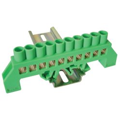   Szigetelt földelősín (N/PE), zöld 230/400VAC, 100A, 8×12mm, 10P, IP20