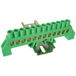   Szigetelt földelősín (N/PE), zöld 230/400VAC, 100A, 8×12mm, 12P, IP20