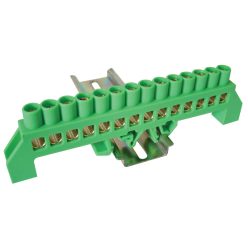   Szigetelt földelősín (N/PE), zöld 230/400VAC, 100A, 8×12mm, 14P, IP20