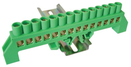 Szigetelt földelősín (N/PE), zöld 230/400VAC, 100A, 8×12mm, 14P, IP20