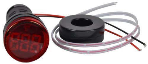 Árammérő, LED jelzőfény, piros 1-100A, Um=230VAC, d=22mm