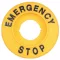 EMERGENCY STOP lap, magasított d=60mm, h=8mm, ABS