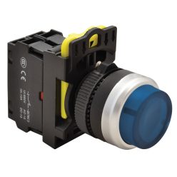 Világító nyomógomb, kiálló kék IP42