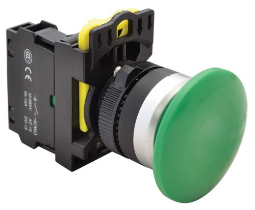 Gombafejű nyomógomb, zöld