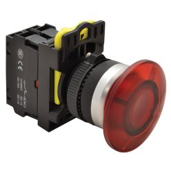 Gombafejű világító nyomógomb, piros