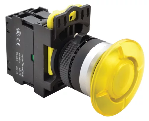 Gombafejű világító nyomógomb, sárga