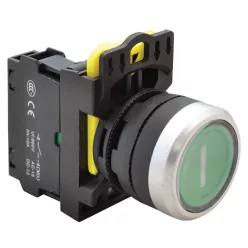 Jelölt nyomógomb, zöld IP65 (fehér I)