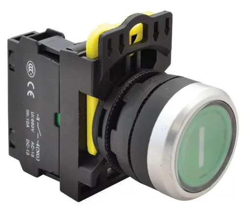 Jelölt nyomógomb, zöld IP65 (fehér I)
