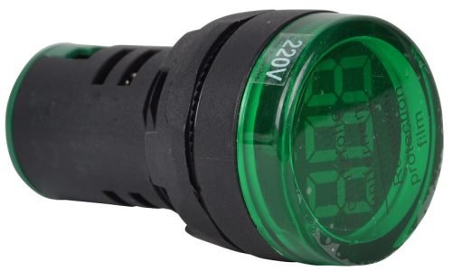 Feszültségmérő, LED jelzőfény,zöld 24-500VAC, d=22mm