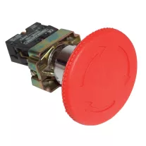   Tokozott reteszelt gombafejű vészgomb, piros, elfordítással 1×NC, 3A/400V AC, IP44, d=60mm