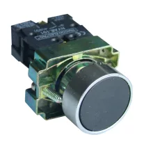   Egyszerű nyomógomb, fémalapra szerelt, fekete 1×NO, 3A/240V AC, IP42