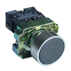   Egyszerű nyomógomb, fémalapra szerelt, fekete 1×NO, 3A/240V AC, IP42