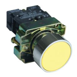   Egyszerű nyomógomb, fémalapra szerelt, sárga 1×NO, 3A/240V AC, IP42