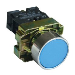   Egyszerű nyomógomb, fémalapra szerelt, kék 1×NO, 3A/240V AC, IP42