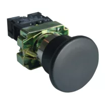   Gombafejű nyomógomb, fémalapra szerelt, fekete 1×NO, 3A/400V AC, IP42, d=40mm