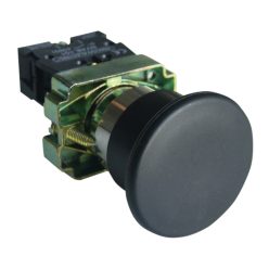   Gombafejű nyomógomb, fémalapra szerelt, fekete 1×NO, 3A/400V AC, IP42, d=40mm