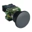 Gombafejű nyomógomb, fémalapra szerelt, fekete 1×NO, 3A/400V AC, IP42, d=40mm