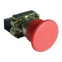   Gombafejű vésznyomógomb,fémalapra szerelt,piros,nem reteszel 1×NC, 3A/400V AC, IP42, d=40mm