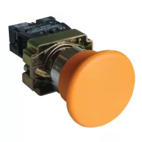   Gombafejű nyomógomb, fémalapra szerelt, sárga 1×NO, 3A/400V AC, IP42, d=40mm