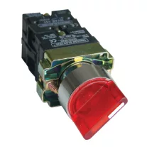   Világítókaros kapcsoló, fémalap, piros, LED, kétáll. izzó n. 1×NC+1×NO, 3A/400V AC, IP42