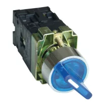   Világítókaros kapcsoló, fémalap, kék, LED, kétáll., izzó n. 1×NC+1×NO, 3A/400V AC, IP42