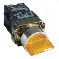   Világítókaros kapcsoló, fémalap, sárga, LED, 3állású,izzó n. 1×NC+1×NO, 3A/400V AC, IP42