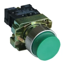   Tokozott kiálló nyomógomb, fémalapra szerelt, zöld 1×NO, 3A/240V AC, IP44