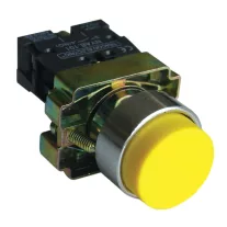   Tokozott kiálló nyomógomb, fémalapra szerelt, sárga 1×NO, 3A/240V AC, IP44