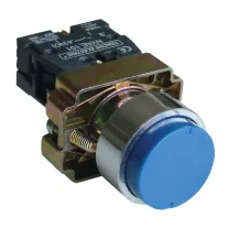   Tokozott kiálló nyomógomb, fémalapra szerelt, kék 1×NO, 3A/240V AC, IP44
