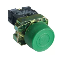   Gumiburkolatos nyomógomb, fémalapra szerelt, zöld 1×NO, 3A/240V AC, IP55