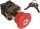 Reteszelt gombafejű vészgomb, fémalap, piros, kulcsos 1×NC, 3A/400V AC, IP42, d=40mm