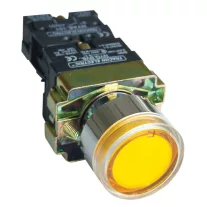   Világító nyomógomb, fémalap, sárga, glim, izzó nélkül 1×NO, 3A/400V AC, 230V, IP42