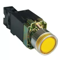  Világító nyomógomb, fémalap, trafóval,sárga,glim,izzó nélk. 1×NO, 3A/230V AC, 6V, IP42