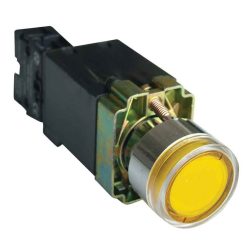   Világító nyomógomb, fémalap, trafóval,sárga,glim,izzó nélk. 1×NO, 3A/230V AC, 6V, IP42