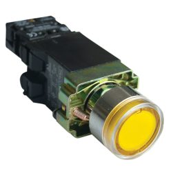   Világító nyomógomb, fémalap, trafóval,sárga,glim,izzó nélk. 1×NO, 3A/400V AC, 6V, IP42