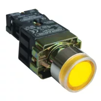   Világító nyomógomb, fémalap, előtét, sárga, glim,izzó nélk. 1×NO, 3A/230V AC, 130V, IP42
