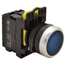 Világító nyomókapcsoló kék IP65