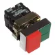 Kettős BE-KI nyomógomb, fémalap, zöld+piros kiálló 1×NC+1×NO, 3A/400V AC, IP42
