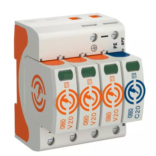 Túlfeszültség levezető 3P+N T2 C 40 kA váltó áramú