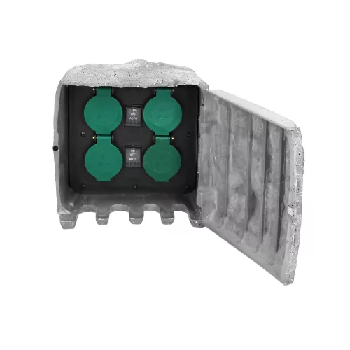 Díszkő hatású 4-es csapfedeles dugalj IP44 2 üzemmód