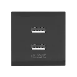 USB töltőaljzat beépíthető fekete 2,1A