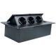 Asztalba süllyeszthető irodai elosztó 3db dugalj fekete