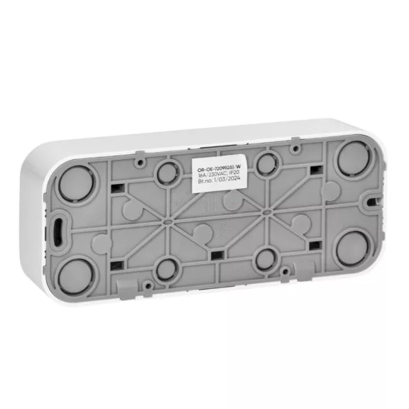 Falon kívüli hármas dugalj, fehér, 16A 230V IP20