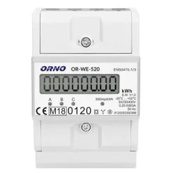   Digitális fogyasztásmérő 3 fázisú 80A, 230V/400V, IP51, LED, 800IMP/kWh 4 modul MID hiteles